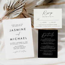 Modern Script Black and White Wedding