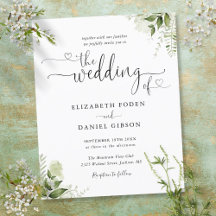 Modern Greenery Floral Hearts Script Wedding Suite
