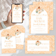 Cute Orange Little Pumpkin Baby Shower