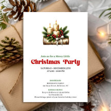 Christmas Candles Holly Berries Invitations #49R