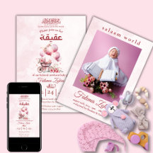 Pink Balloon Stroller Baby Girl Muslim Aqeeqah