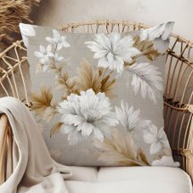 White flowers neutral colors earthy decor 137B