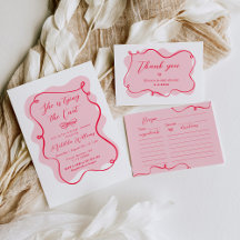 She is tying the knot pink red wavy bridal shower