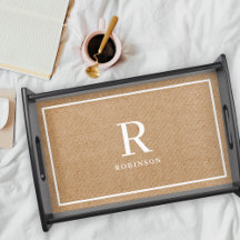 Monogram Wood Serving Tray