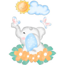 Cute Baby Elephant With Orange Flowers Collection