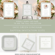 Elegant Sage Green Gingham Baptism