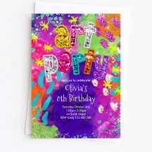 Crazy Paint Birthday Invitations