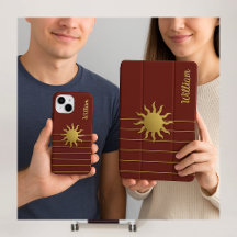 Gold Star, Sun, Moon on Red 