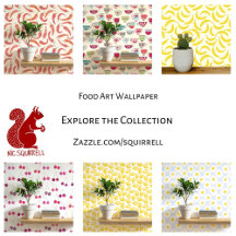 Fruit and Food Pattern Wallpaper and Curtains