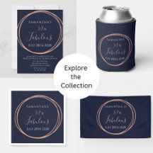 50 and Fabulous Birthday Party Navy Rose Gold