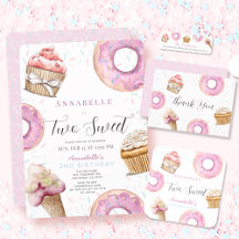 Two Sweet Cupcake & Donuts Girl 2nd Birthday