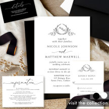 Elegance Minimal Black and White Monogram Wedding