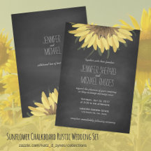 Sunflower Chalkboard Rustic Wedding Set
