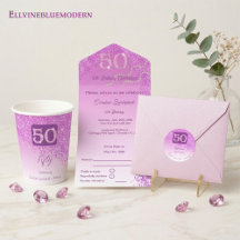 Heartfelt Pink Glitter   50th Birthday