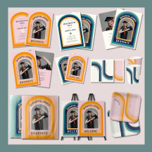  Retro Rainbow Graduation Party Collection