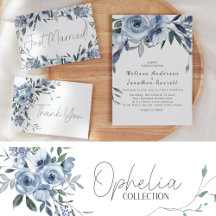 Ophelia • Soft Dusty Blue Roses Wedding Suite