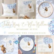 Teddy Bear and Blue Balloons Boy Nursery Decor 
