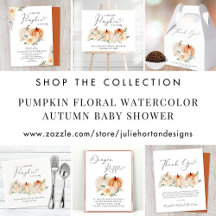 Pumpkin Floral Watercolor Autumn Baby Shower