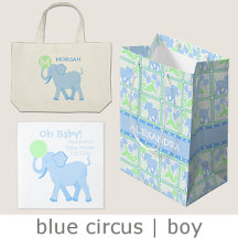 Blue Circus Baby Shower Cute Boy Elephant