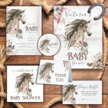 Rustic Horse Watercolor Baby Shower 
