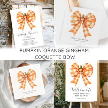 Pumpkin Orange Gingham Coquette Bow