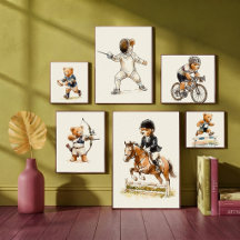 Teddy Bear Sports Nursery Art Prints Collection