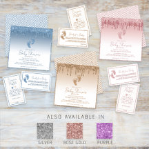 Glitter Baby Feet Baby Shower Invitations & Decor