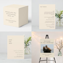 Minimalist Retro Cream Typewriter Custom Wedding