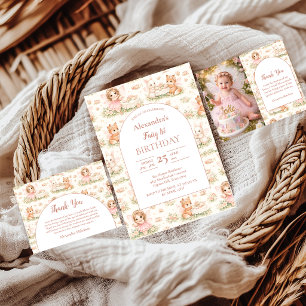 Foto Pinke Whimsical-Fee zum Geburtstag Dankeskarte