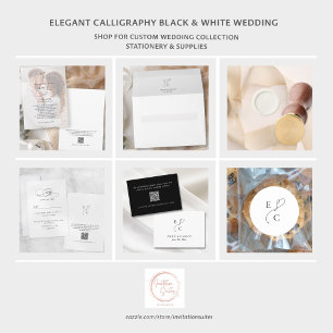 Elegante Wedding Website QR Code Schwarz-weiß mode Begleitkarte