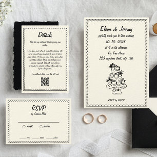 Hand Drawn Scribble Vintag Sketch Französisch Hoch Einladung