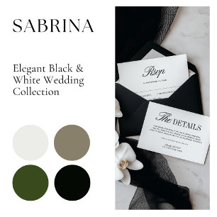 Retro-elegante schwarze und weiße Hochzeit Einladung