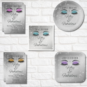 Fabulous 50 Black Aqua Glam Eyes Paper Teller