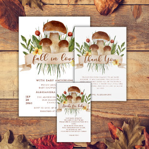 Verlieb dich in Pilz Herbst-Baby Shower  Einladung