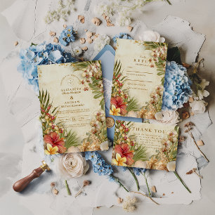 Hibiscus-Palmen-Zielhochzeit RSVP Karte