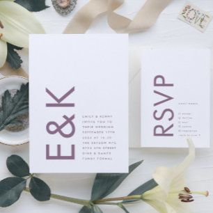 Modernes Individuelle Name Mauve Lila GOLD Brautpa Folieneinladung