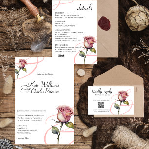 Moderne staubige Rose errötet Hochzeit Einladung U