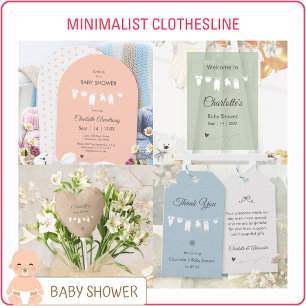 Hellrosa minimalistische Babyparty für Mädchen Einladung