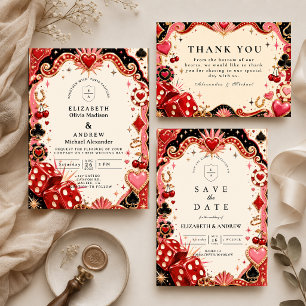 Spielerische Casino-Vegas-Hochzeit Save The Date