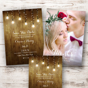 Rustikale Leuchtenfamilie Save the Date Karte