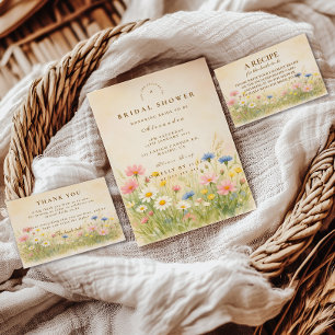 Aquarell-Wildblumenwiese-Brautparty Dankeskarte