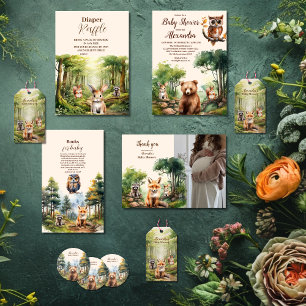 Woodland Animals Baby Showbücher Begleitkarte