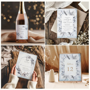 Winterblau-elegante Blumenhochzeit