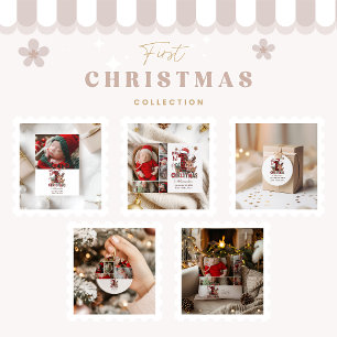 Kariert Rentier 3 Foto Erste Weihnachtsfeier Feiertagskarte