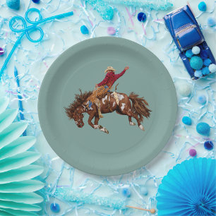 Vintager Rodeo-Cowboy Pappteller