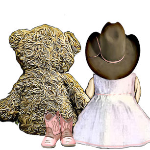 Lil' Cowgirl und Teddy Bear   Rosa Babydusche Einladung