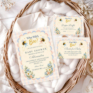 Benutzerdefinierte Gingham What Will It Bee Windel Begleitkarte