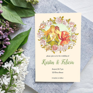 Vintag Art Nouveau LGBTQ Zwei Brillen Vielen Dank Mitteilungskarte