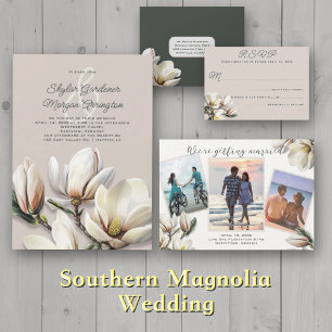 RSVP-Karten für Hochzeitspaare in SüdMagnolien Blu Einladung