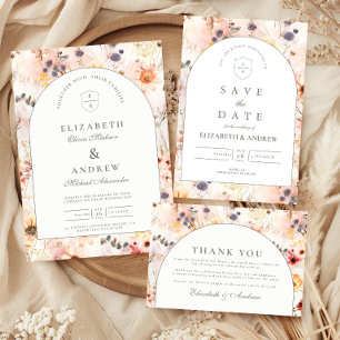 Neutrale Florale Gartenhochzeit Dankeskarte
